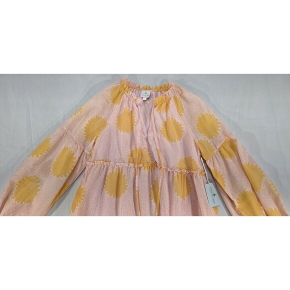 NWT J. Marie Sarah Dress Tiered Babydoll Balloon Slv Pockets Pink Orange Flowy S - Picture 6 of 15